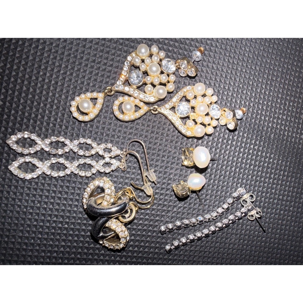 Rhinestone earring lot for pierced ears.